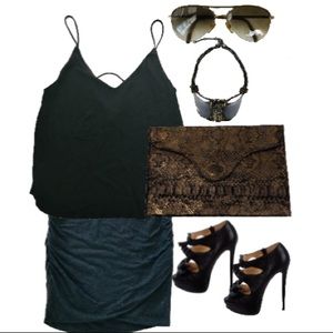 J.J. Winters Clutch Bronze Snake Leather Foldover!